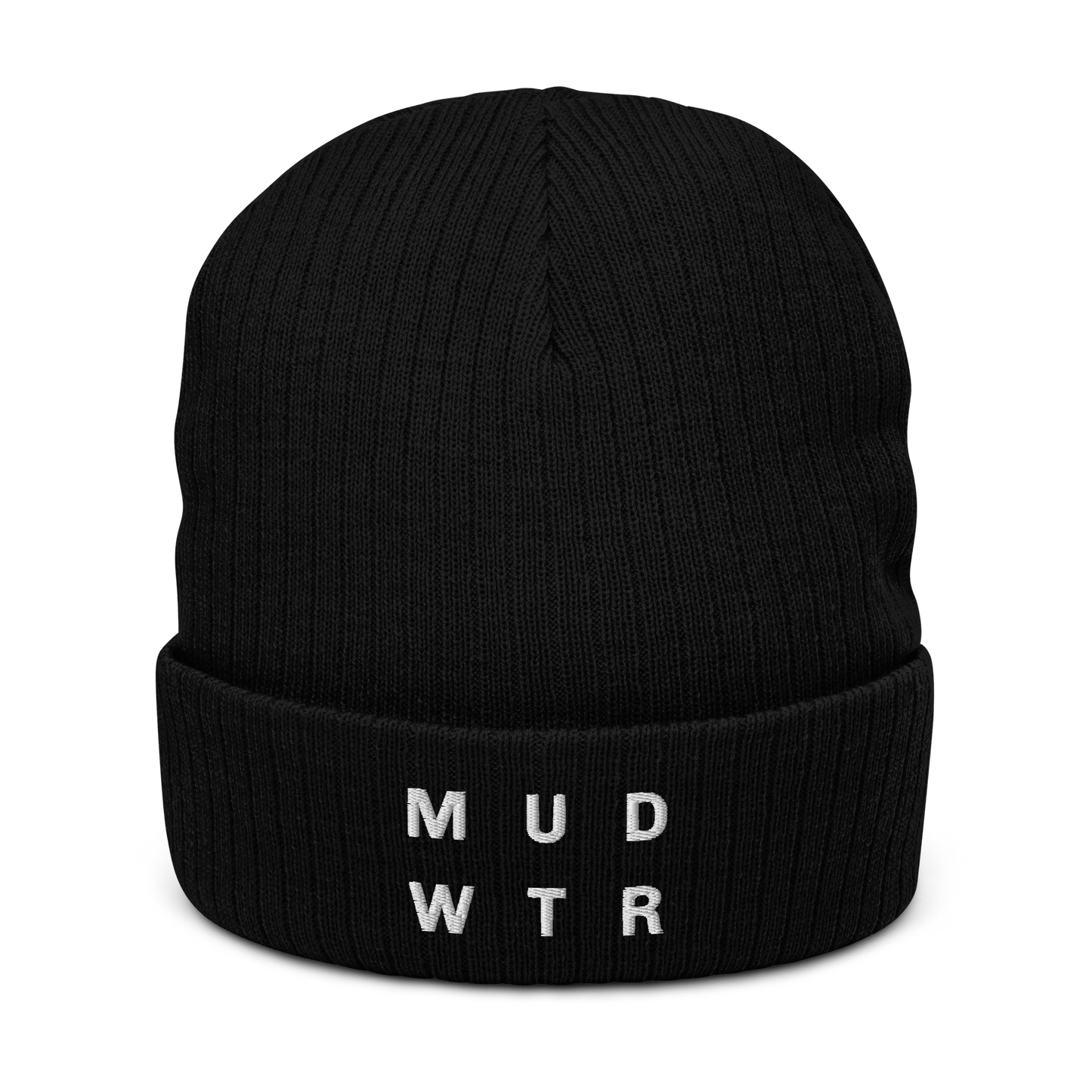 mud-wtr-beanie-q2 ribbed-knit-beanie-black-front-6478f6ebce068.png